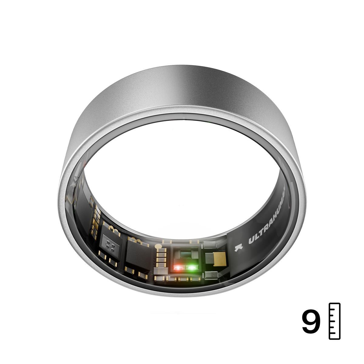 ULTRAHUMAN Ring Air - Smart Ring für Frauen und Männer - Schlaf -und Fitness Tracking Wearable - Herzfrequenz - Smartring Raw Titanium Größe 9