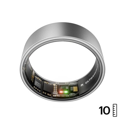 ULTRAHUMAN Ring Air - Smart Ring für Frauen und Männer - Schlaf -und Fitness Tracking Wearable - Herzfrequenz - Smartring Raw Titanium Größe 10