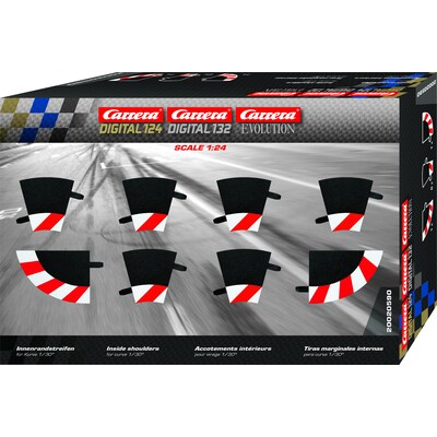Image of Carrera Digital 124 Innenrandstreifen für Kurve 1/30° (6), Endstücke (2)