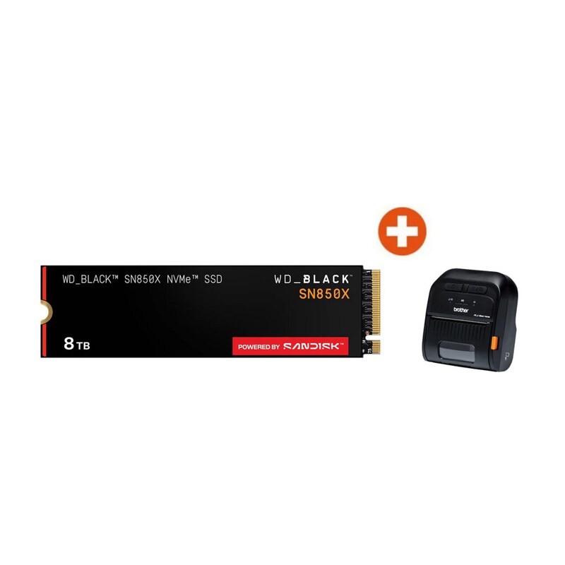 BROTHER  günstig Kaufen-WD_BLACK SN850X NVMe SSD 8 TB M.2 2280 PCIe 4.0 + Brother RJ-3035B Mobiler Thermodirekt-Etikettendrucker. WD_BLACK SN850X NVMe SSD 8 TB M.2 2280 PCIe 4.0 + Brother RJ-3035B Mobiler Thermodirekt-Etikettendrucker <![CDATA[• 8 TB - 2,38 mm Bauhöhe  - Flash-S