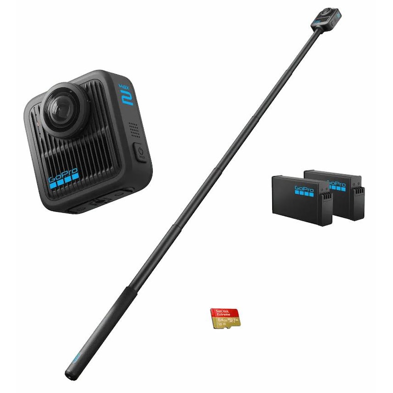 Pro Max günstig Kaufen-GoPro MAX2 8,4K 360° Actioncam. GoPro MAX2 8,4K 360° Actioncam <![CDATA[• 360 Grad Kamera in Schwarz • komplettes 360°-Starter-Set • Videoauflösung bis zu 8k Ultra HD, Aufnahme bis zu 30 FPS • micro SDXC Kartenleser, GPS integriert • Lieferumfan
