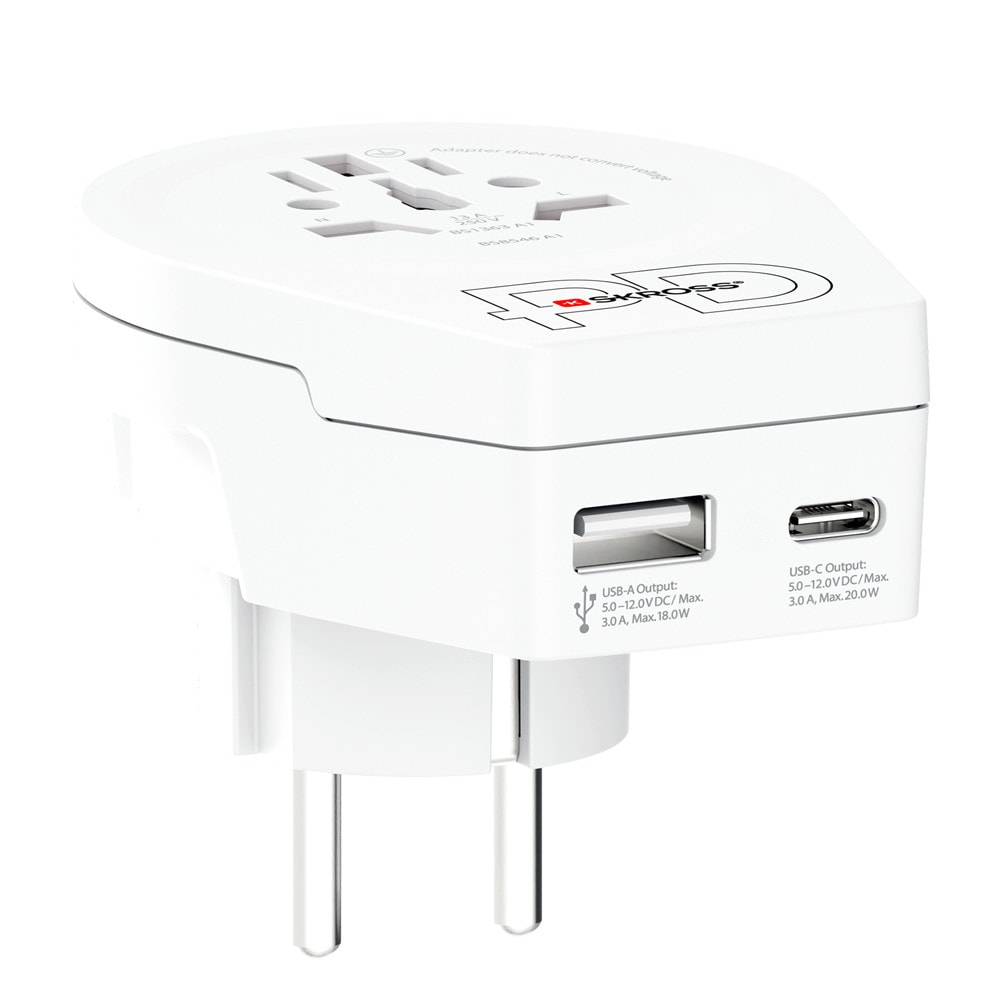 SKROSS World für Europa USB C20PD Reiseadapter mit USB 1.500295-E
