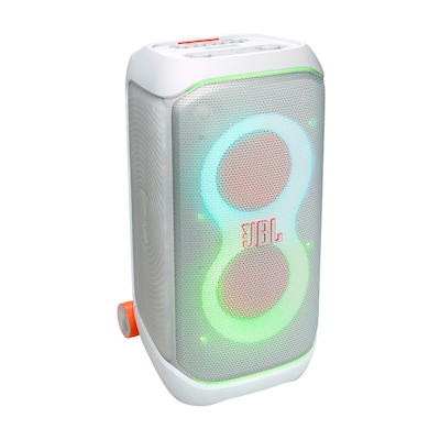 JBL PartyBox STAGE 320 Bluetooth-Lautsprecher weiß mit Akku und Lichteffekten