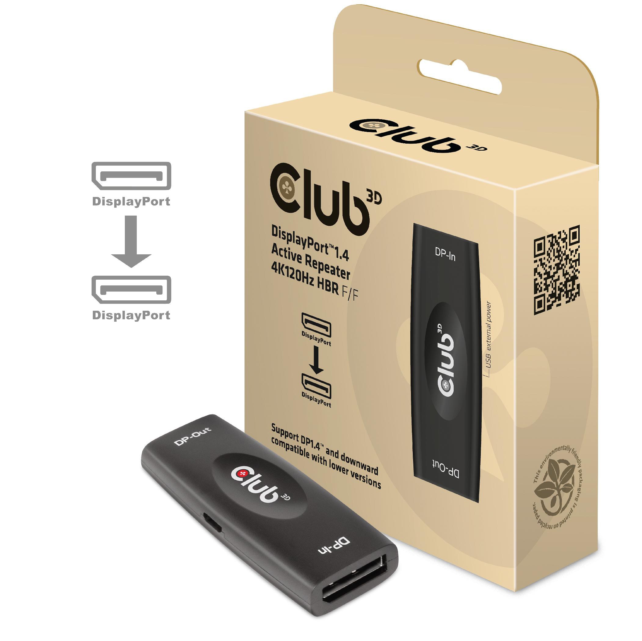 Club 3D CAC-1007 DisplayPort™ 1.4 Active Repeater 4K120Hz HBR3 F/F