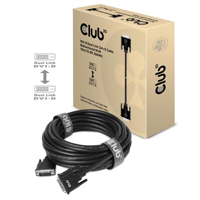 Club 3D CAC-1220 DVI-D Dual Link (24+1) Kabel Bidirectional M/M 10m 28AWG