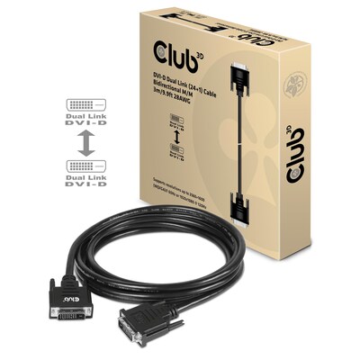 Club 3D CAC-1223 DVI-D Dual Link 24+1 M/M Cable 3m Bidirectional 28AWG