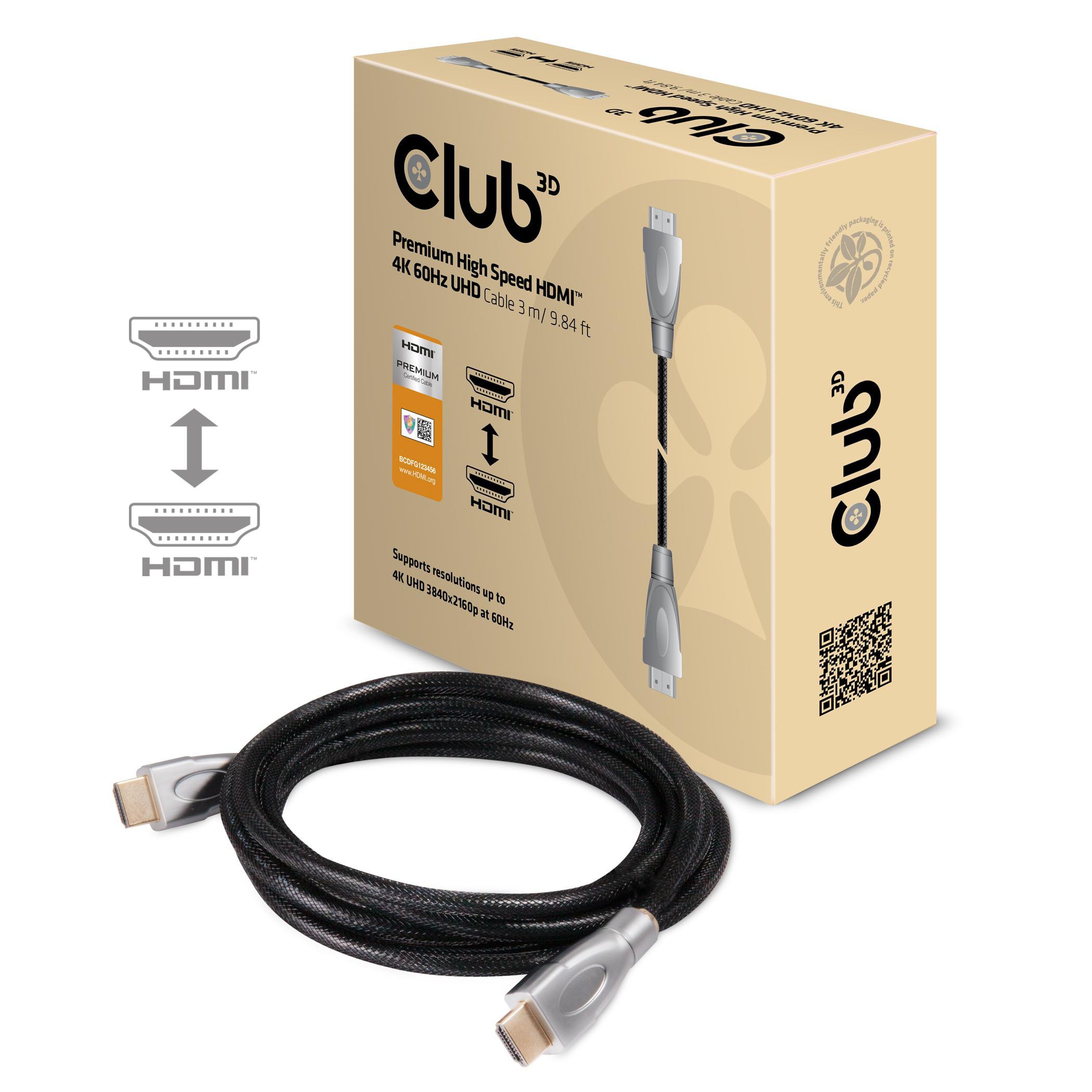Club-3D Schwarz/Silber Hdmi™ 2.0 High Speed Cable 3Meter Uhd 4K/60Hz Hdmi-Kabel 3 M Hdmi Typ A (Standard) - Image 3