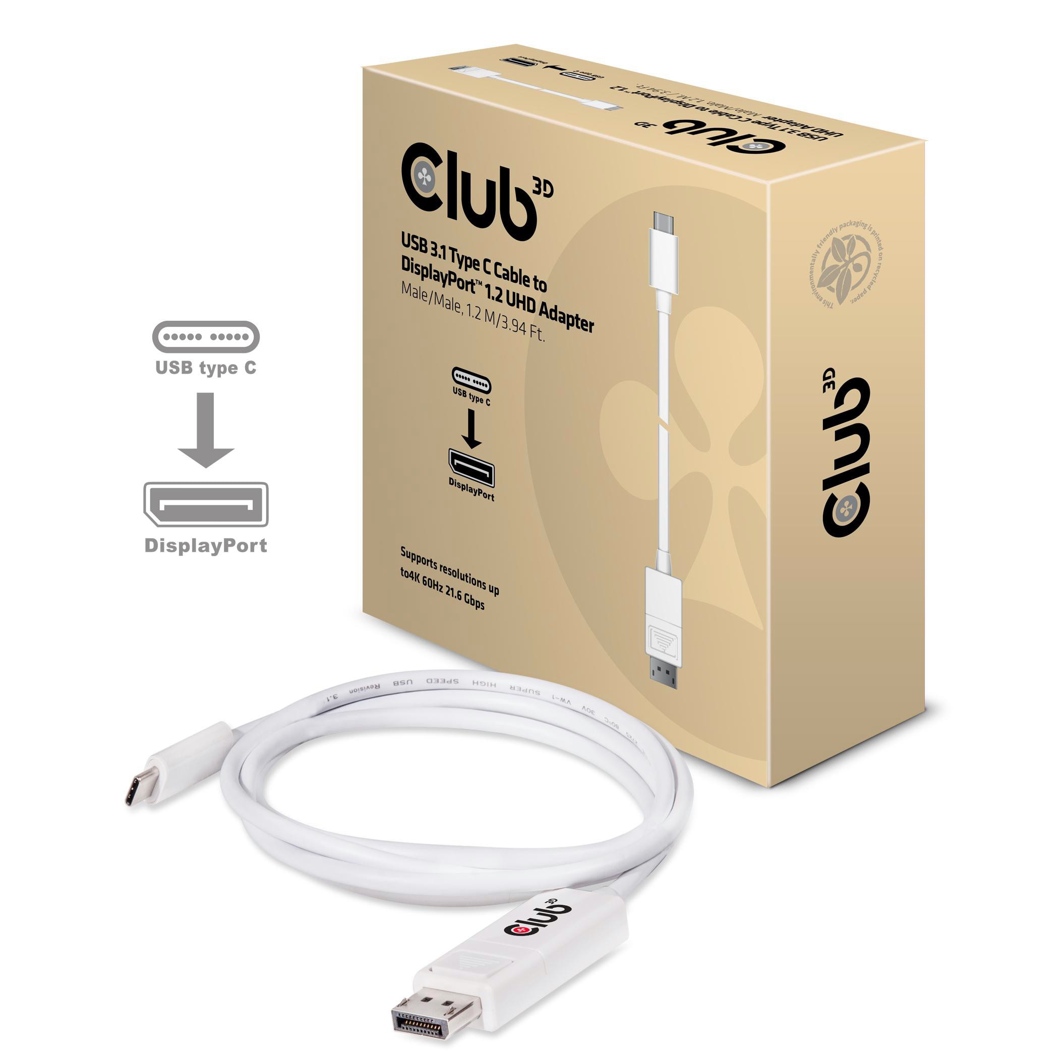 Club 3D CAC-1517 USB-C® Cable / DisplayPort™ 1.2 UHD Adapter M/M 1.2m