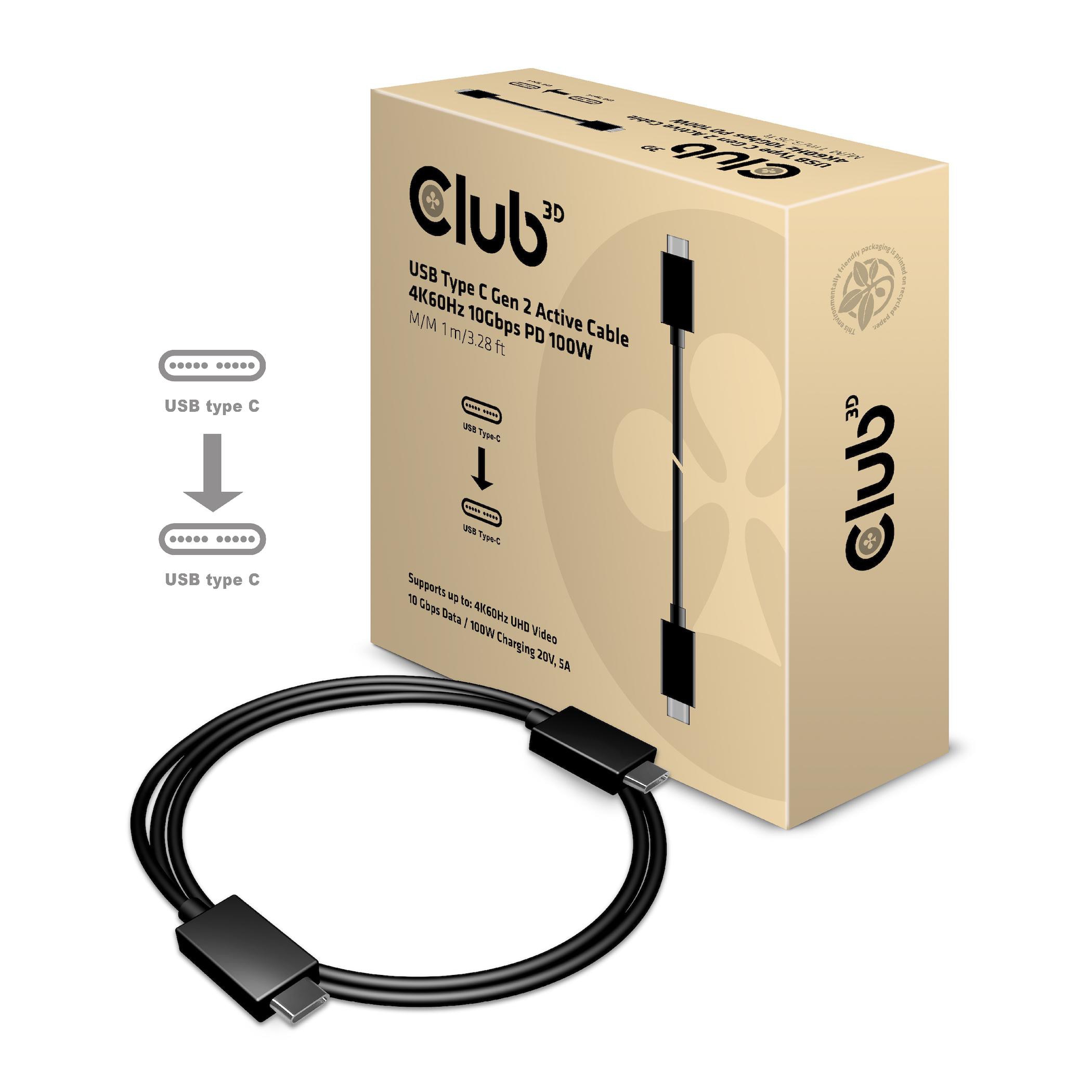 Club3D CAC-1522 USB-C® Active Kabel 4K60Hz 10Gbps PD 100W M/M 1 m