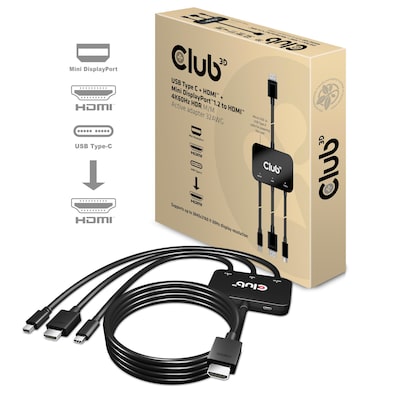 Club 3D CAC-1630 USB-C® / HDMI™ / MiniDisplayPort™ 1.2 / HDMI™ 4K60Hz HDR M/M Active Adapter 32AWG