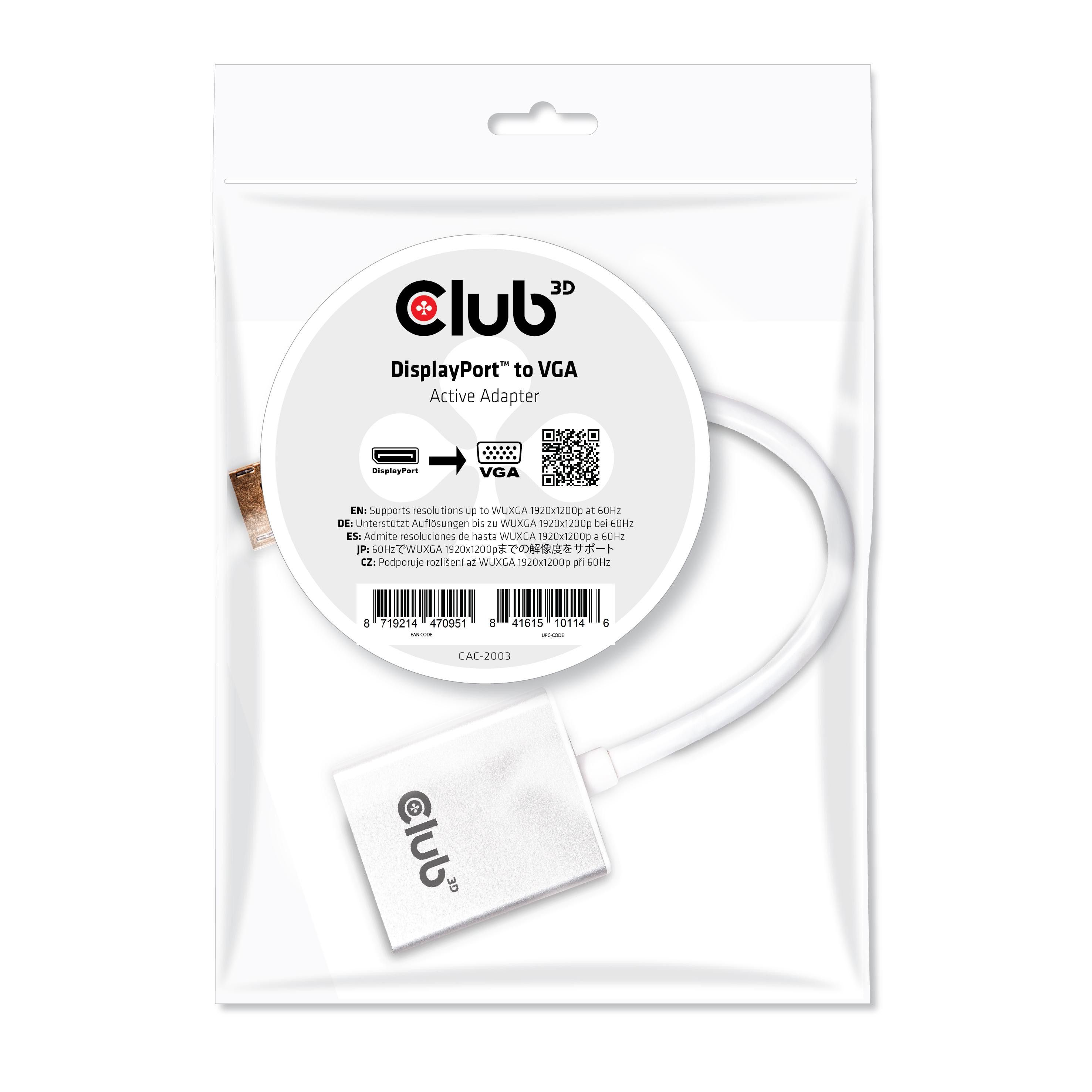 Club 3D CAC-2003 DisplayPort™ / VGA Active Adapter