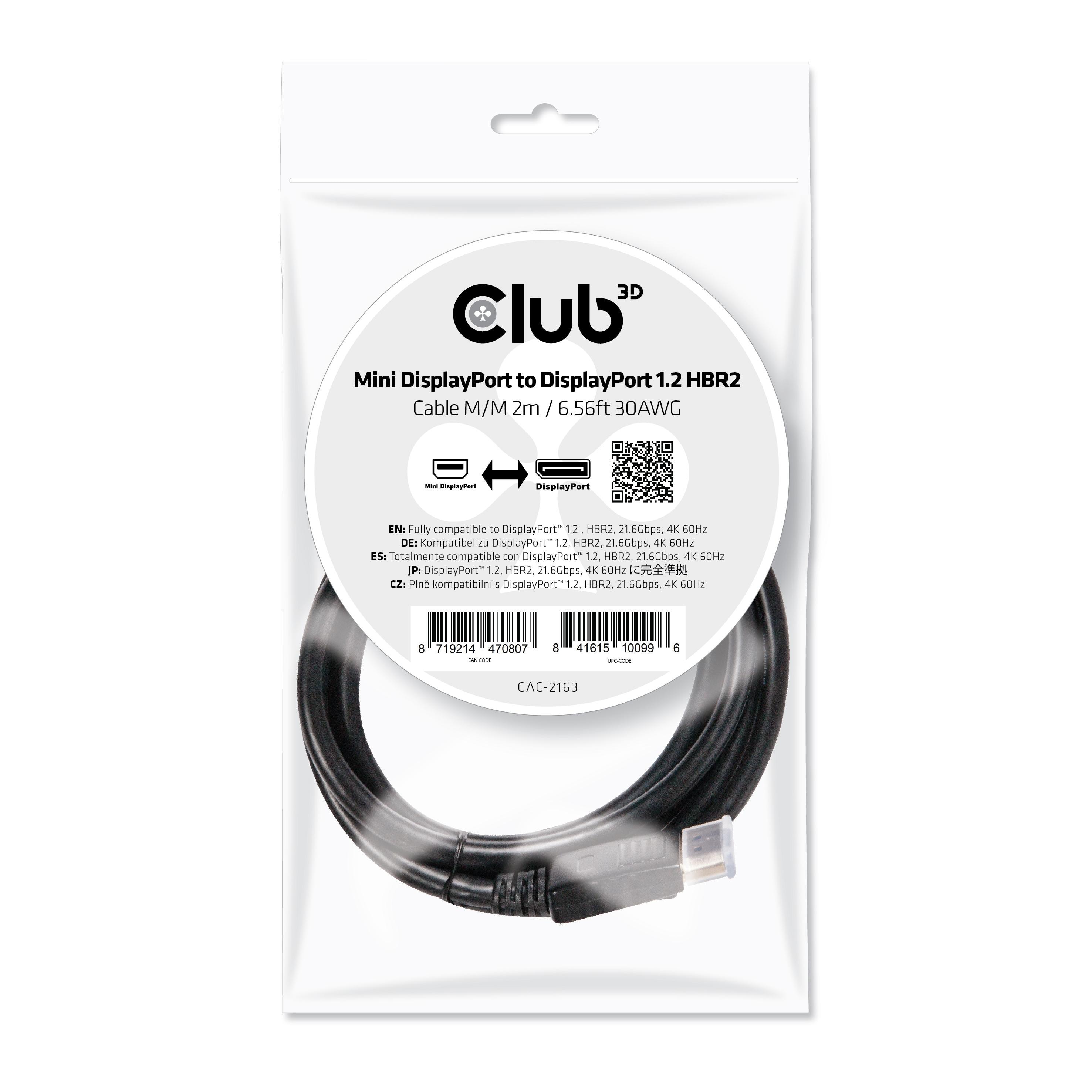 Club 3D CAC-2163 Mini DisplayPort™ / DisplayPort™ 1.2 M/M 2m