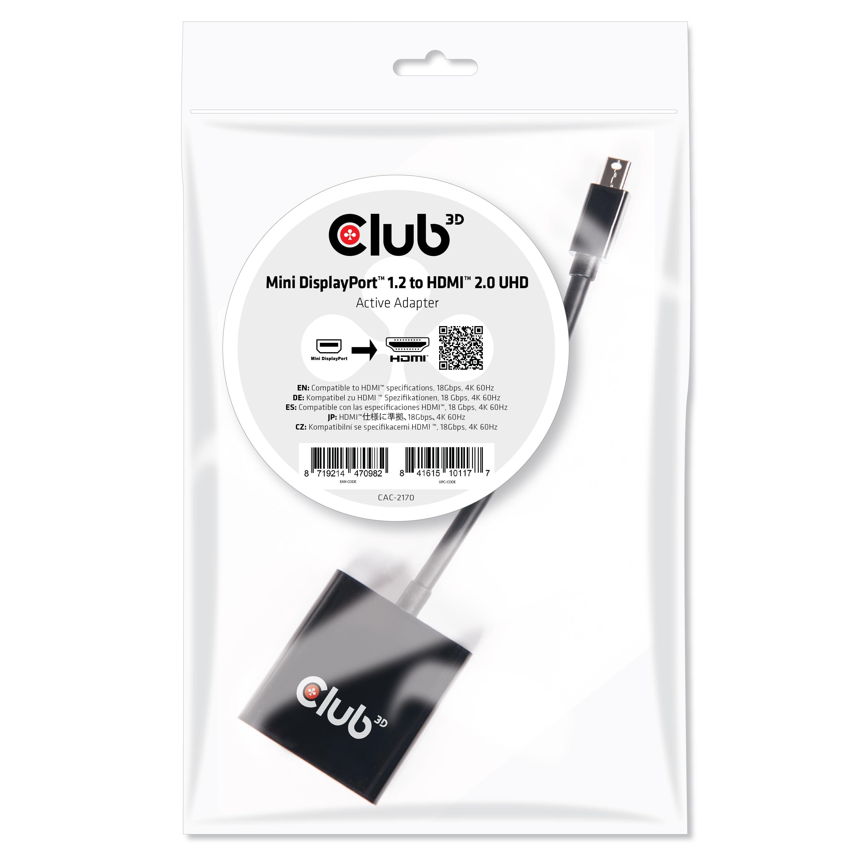 Club 3D CAC-2170 Mini DisplayPort™ 1.2 / HDMI™ 2.0 UHD Active Adapter