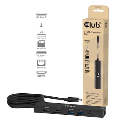 Club 3D CSV-2555 7-1 USB-C® / HDMI™ Hub 4K60Hz PD3.1 140W 1m