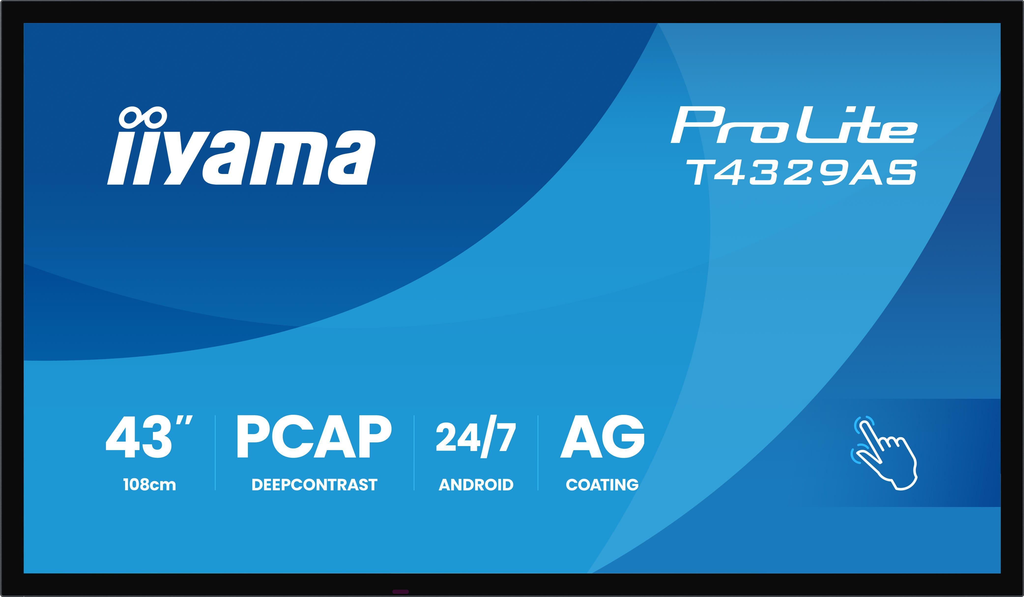 iiyama ProLite T4329AS-B1AG 108cm (42.5") 4K UHD Touch Monitor HDMI/USB-C
