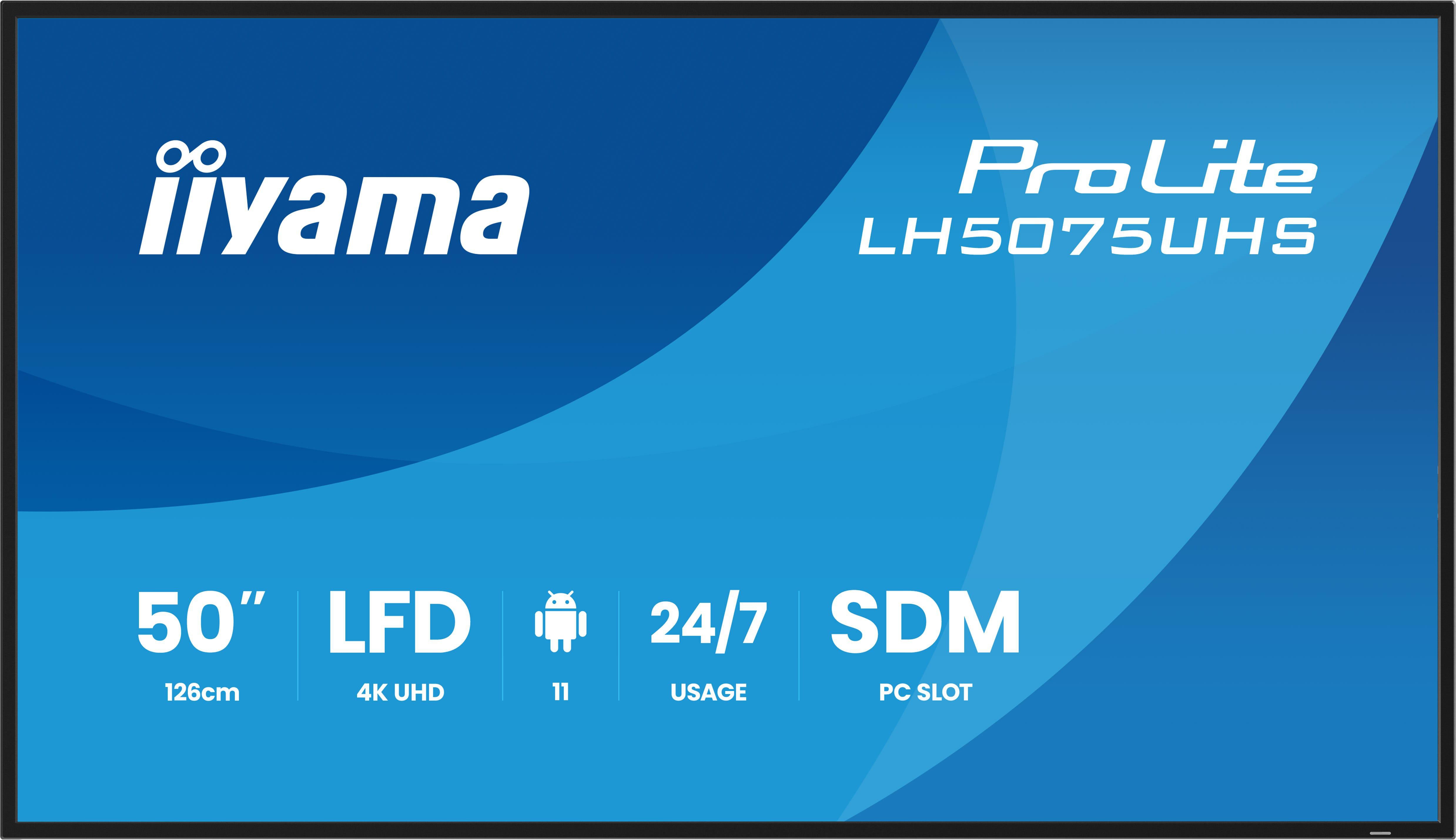 iiyama ProLite LH5075UHS-B2AG 125,7cm (50") 4K UHD Signage Monitor DP/HDMI/RJ45