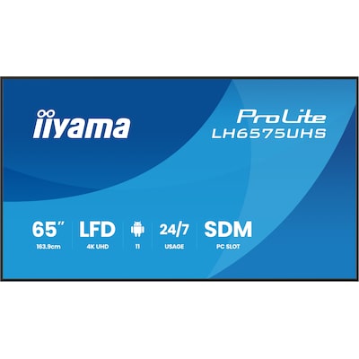 iiyama ProLite LH6575UHS-B2AG 163,8cm (64,5") 4K UHD Signage Monitor DP/HDMI/RJ45
