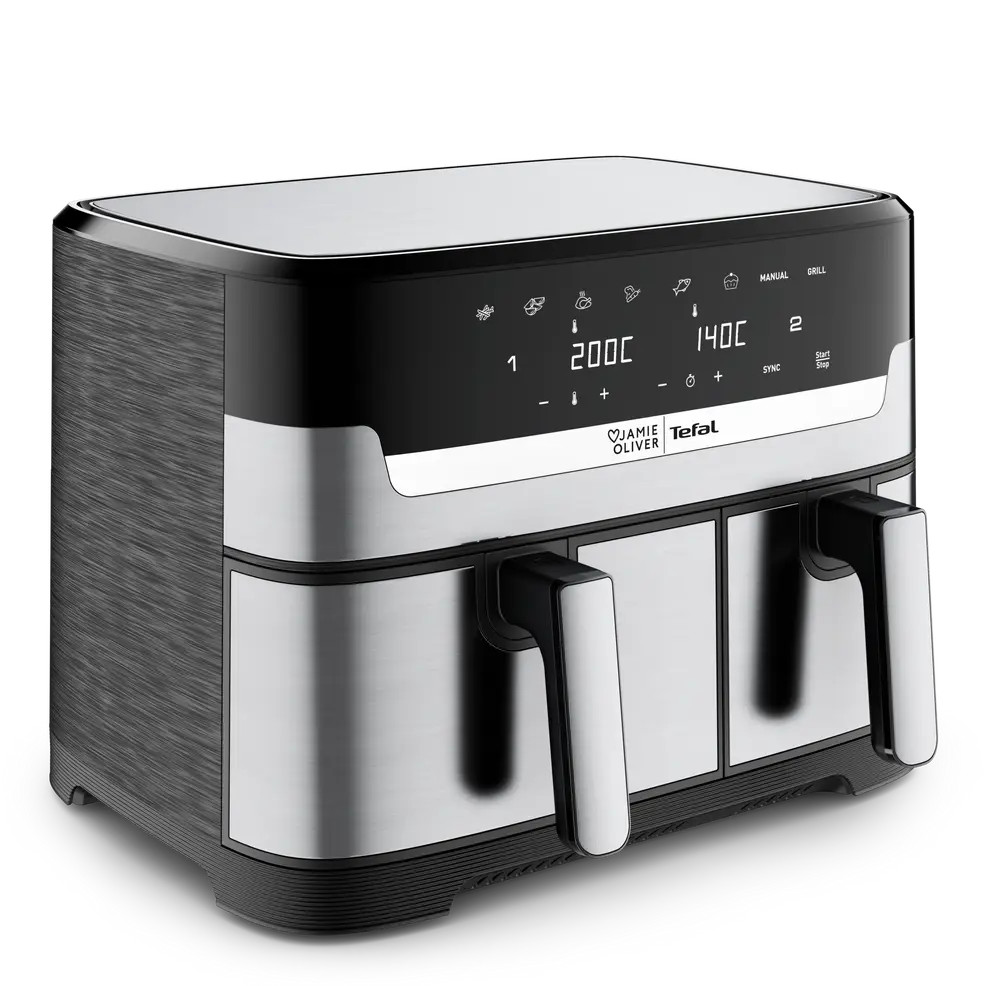 Tefal EY90JD Jamie Oliver by Tefal Dual Drawer Heißluftfritteuse, 8,3 l/2,2 kg Schubladen