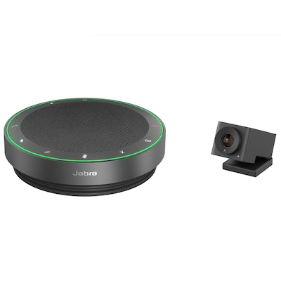 Jabra BYOD-Video-Raumlösung – Jabra Speak2 75 und Huddly IQ PTZ-Kamera, für kleine Räume, Huddle-Räume, Plug-and-Play, Raum-Kit