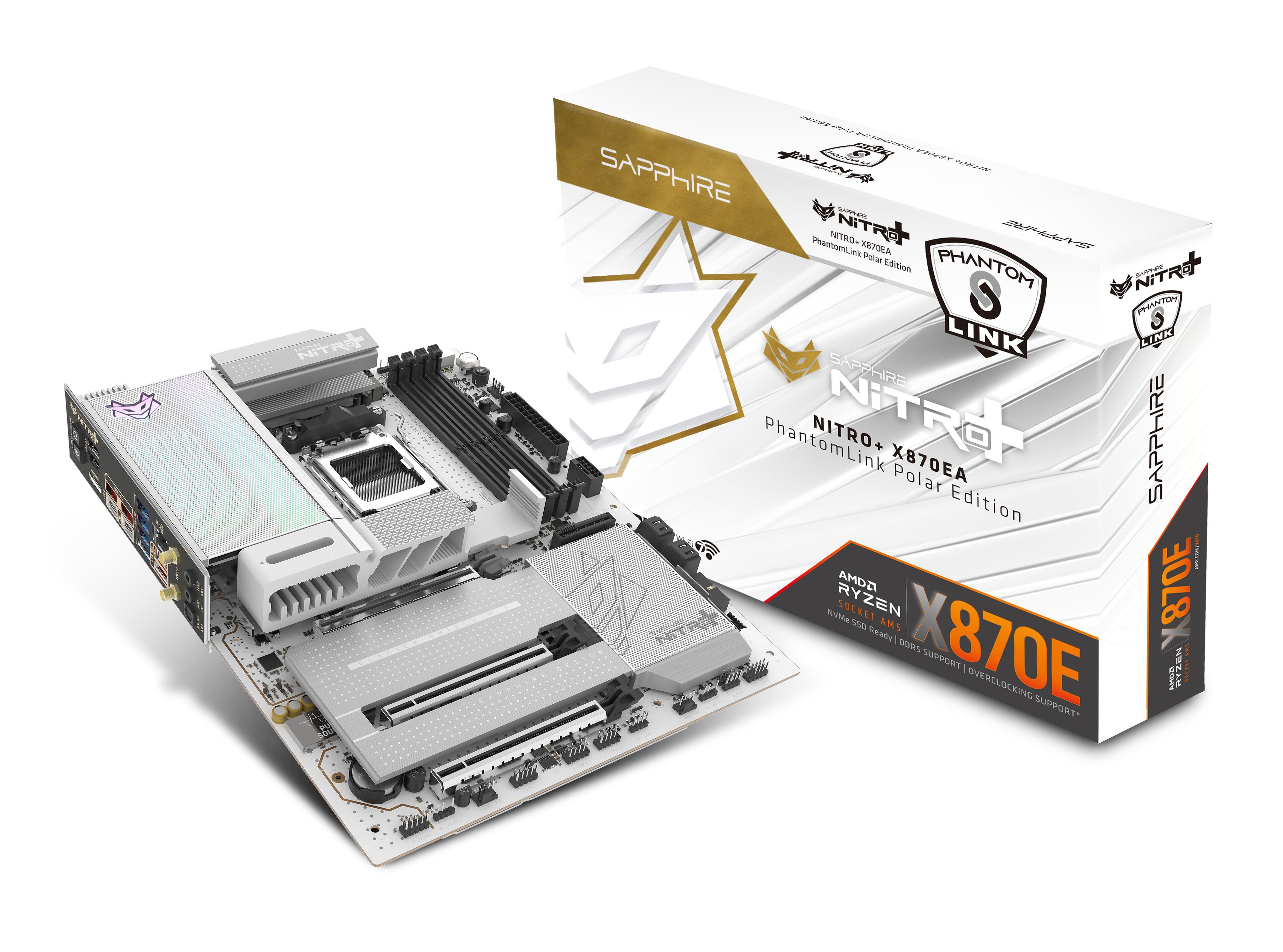 SAPPHIRE NITRO+ X870EA PhantomLink Polar WIFI7 ATX Mainboard - Sockel AM5