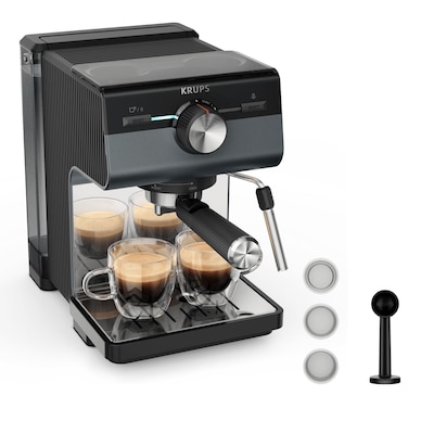 Krups XP384G Authentic+ Siebträgermaschine 1460 Watt Bullet Grey