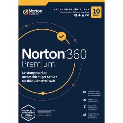 Norton 360 Premium ND 75GB | 10 Geräte | Download & Produktschlüssel