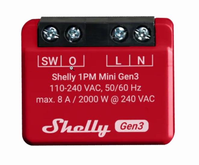 Shelly 1PM Mini Gen3 Unterputz Relais max 8A 1 Kanal WLAN BT Leistungsmessung