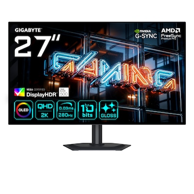 GIGABYTE MO27Q28GR 27 Zoll QHD wOLED Gaming Monitor 280 Hz DP/HDMI/USB-C 0,03ms
