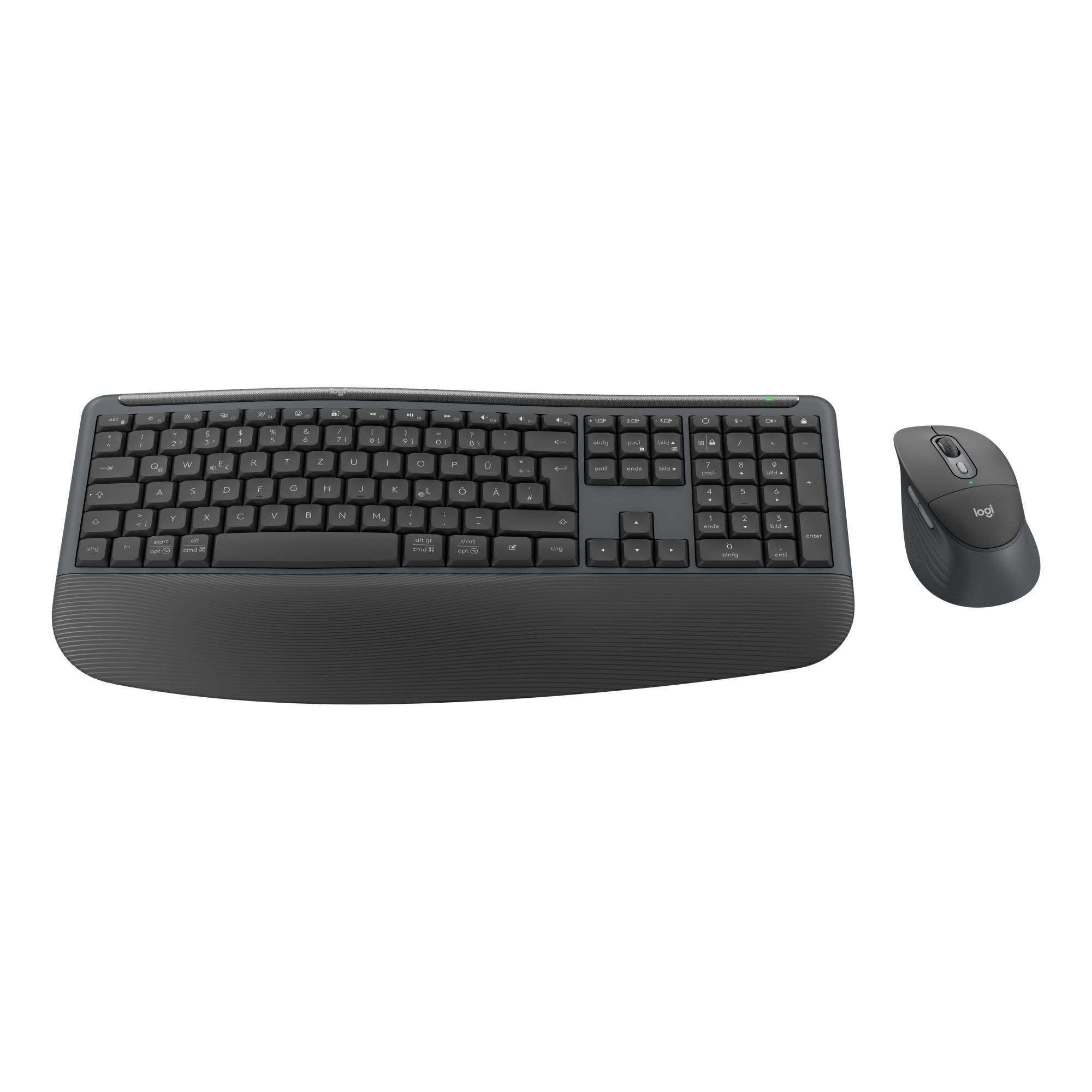 Logitech Signature Comfort Plus MK880 Tastatur-Maus-Set | Kabellos, Ergonomisch & Bluetooth, Grafit
