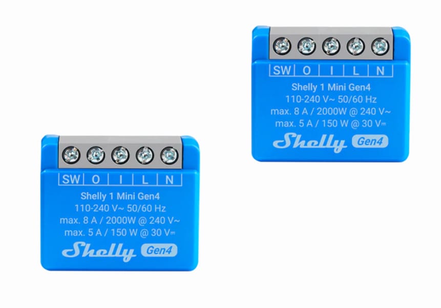 Shelly 1PM Gen4 Unterputz Relais max 16A 1 Kanal WLAN, Matter, Bluetooth, Zigbee Smart-Schalter 2er Pack