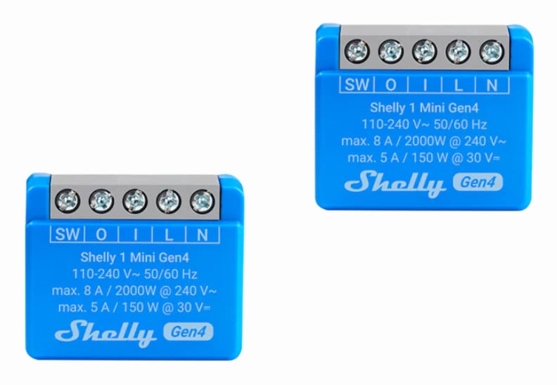 Shelly 1 Mini Gen4 Unterputz Relais max 8A 1 Kanal WLAN, Matter, Bluetooth, Zigbee Smart-Schalter 2er Pack