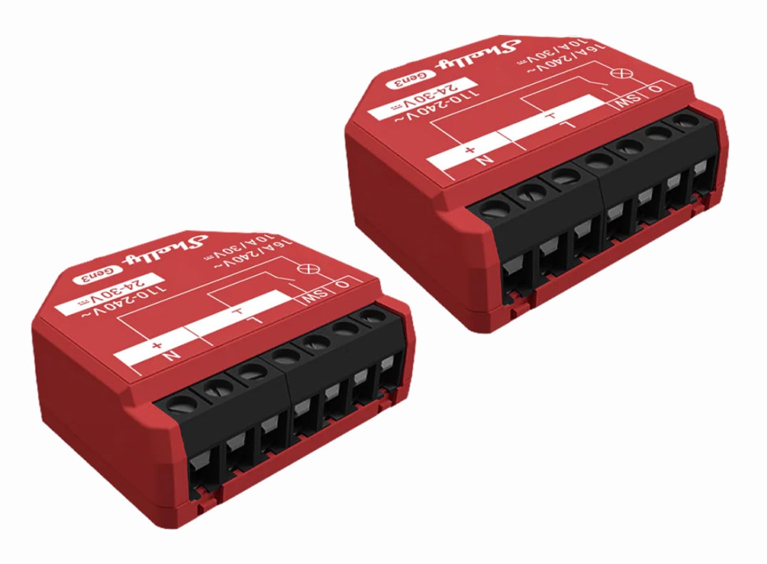 Shelly 1PM Gen3 Unterputz Relais max 16A 1 Kanal WLAN, Bluetooth, Smart-Schalter 2er Pack