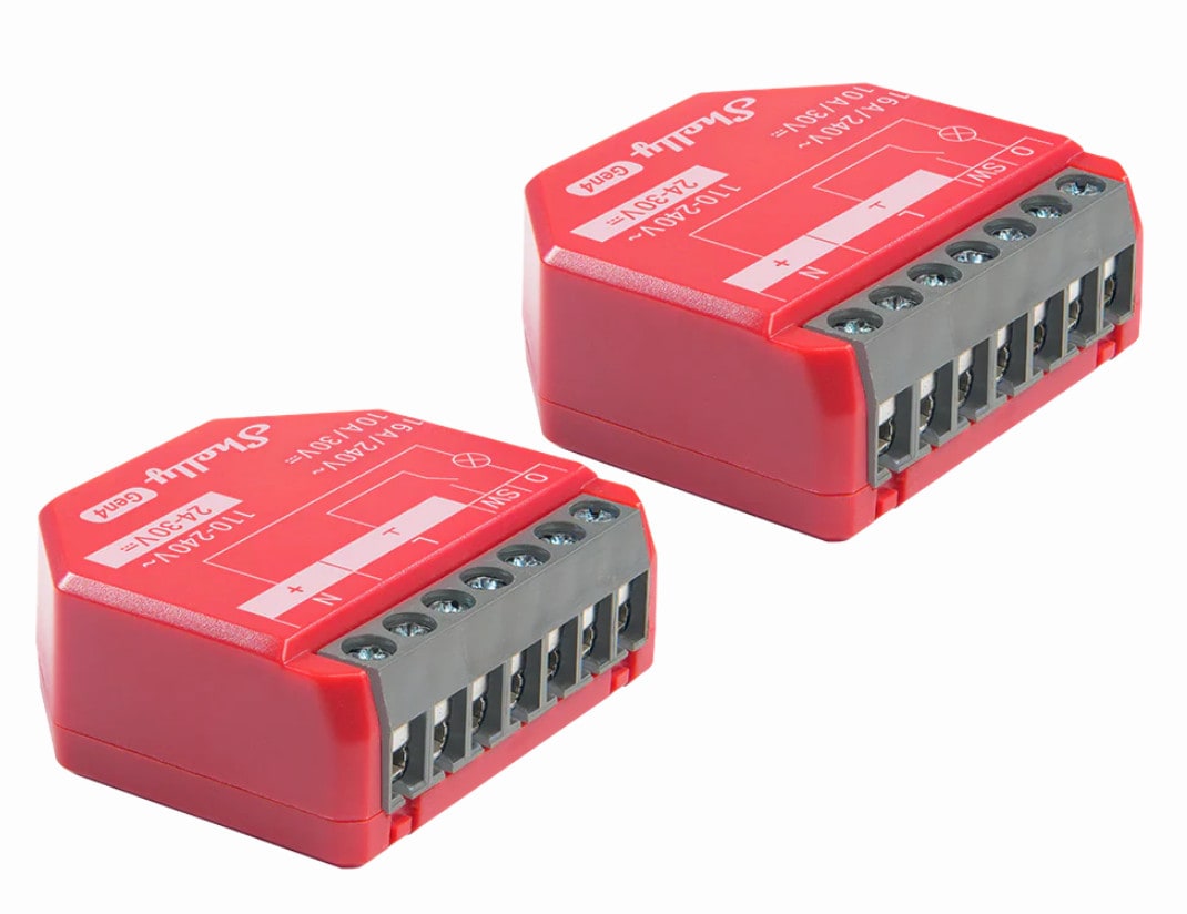 Shelly 1PM Gen4 Unterputz Relais max 16A 1 Kanal WLAN, Bluetooth, Matter, Zigbee Smart-Schalter 2er Pack