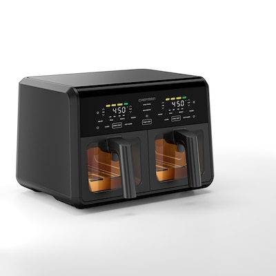 Chefman TurboFry Touch Slim Profile Digitale 8,5 L Heißluftfritteuse mit 2 Körben und Sichtfenster Schwarz