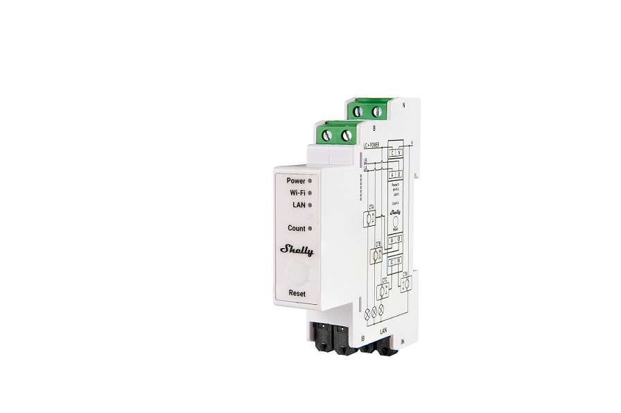 Shelly Pro 3EM 400A Energiemessgerät 3 Phasen inkl. 3x 400A Klemmen WLAN LAN BT