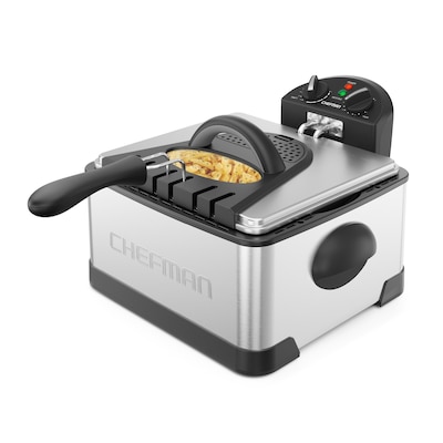 Chefman 4,5‑Liter Fritteuse mit Siebkorb XL Silber