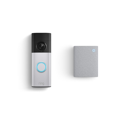 RING Battery Video Doorbell 2 Plus + Chime - 2K, Gegensprechfunktion, Türklingel Nickel Silver