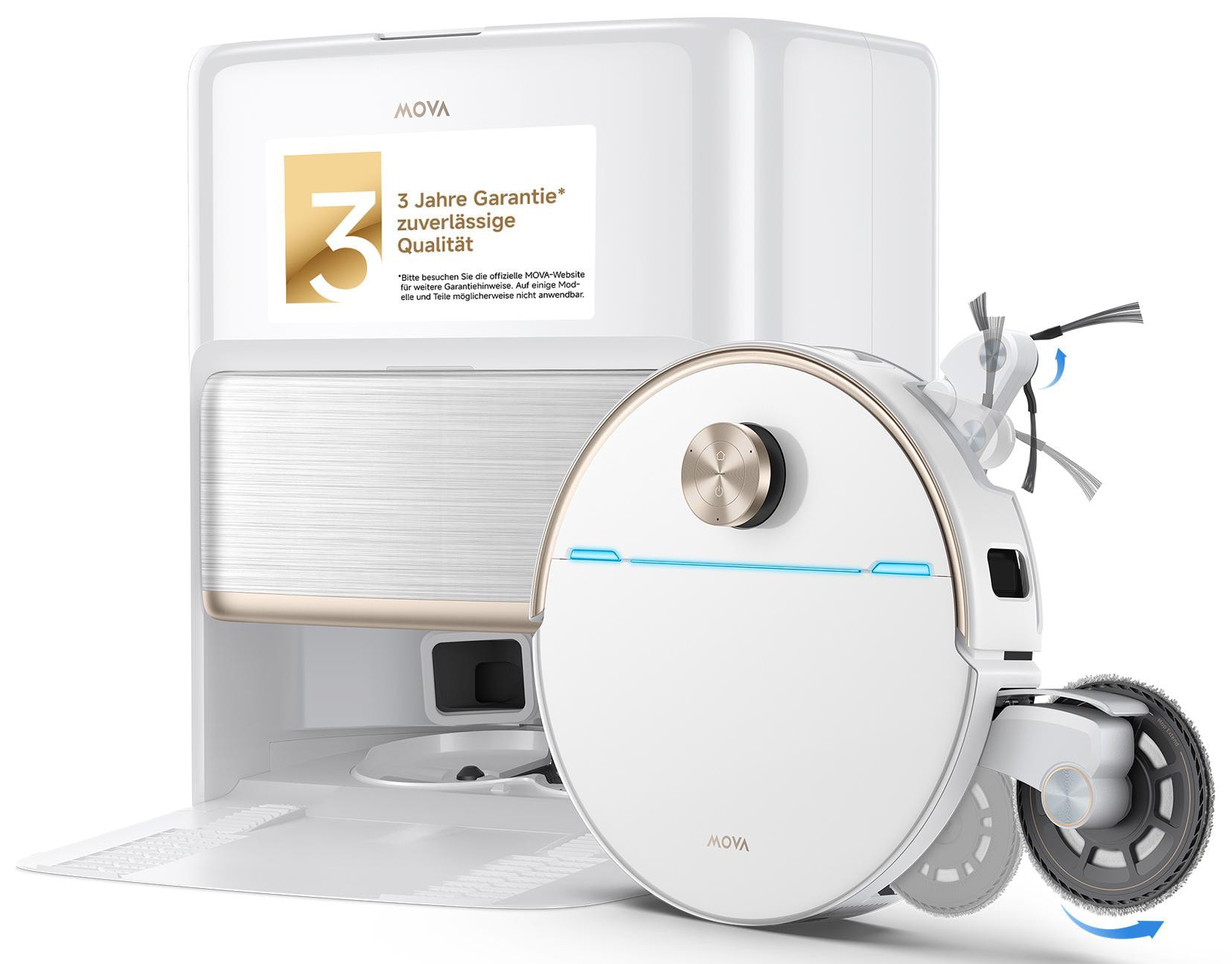 Mova V70 Ultra Complete Saugroboter mit Wischfunktion mit Vollautomatischer Basisstation weiß