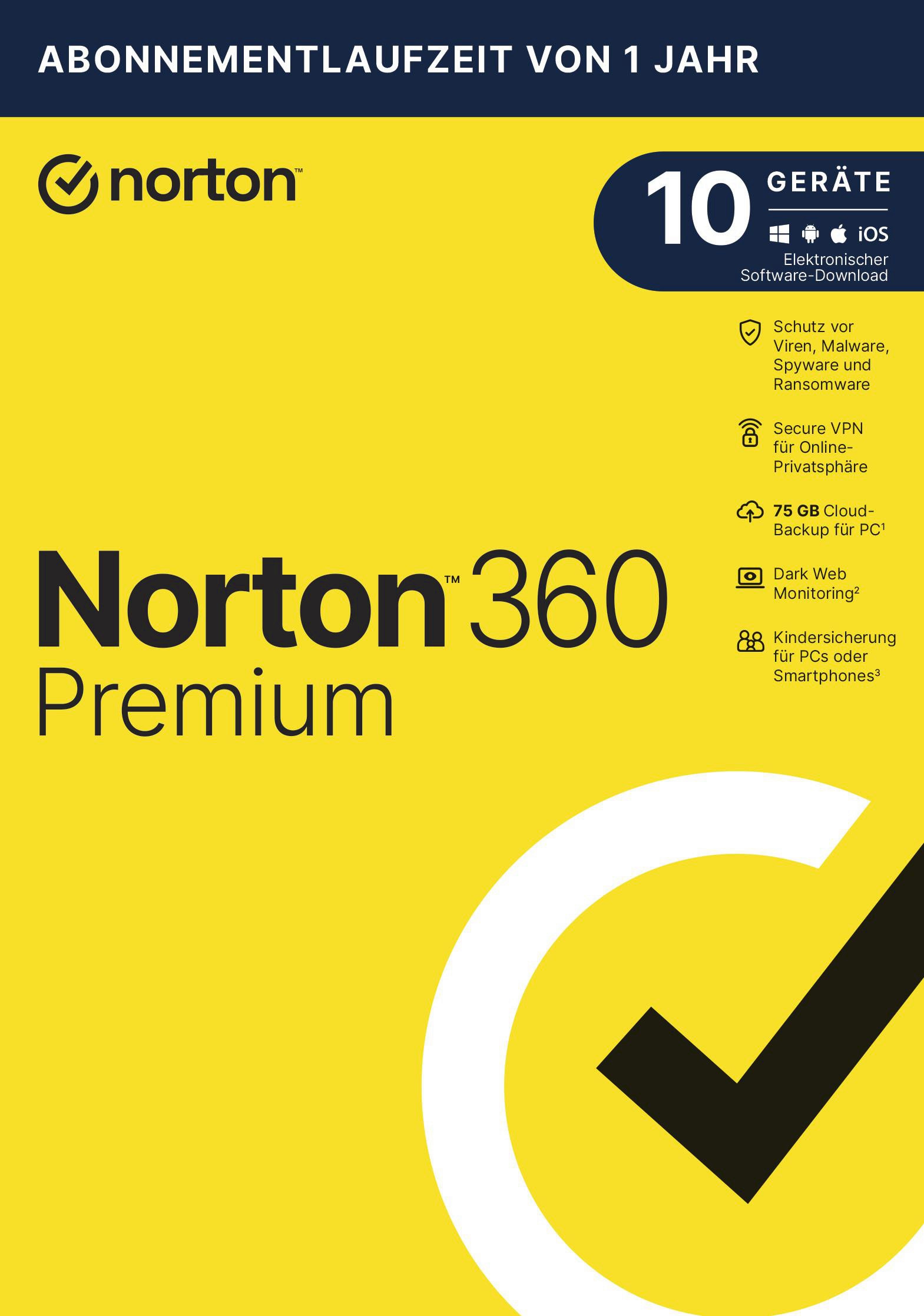 Norton 360 Premium ND 75GB | 10 Geräte | Download & Produktschlüssel