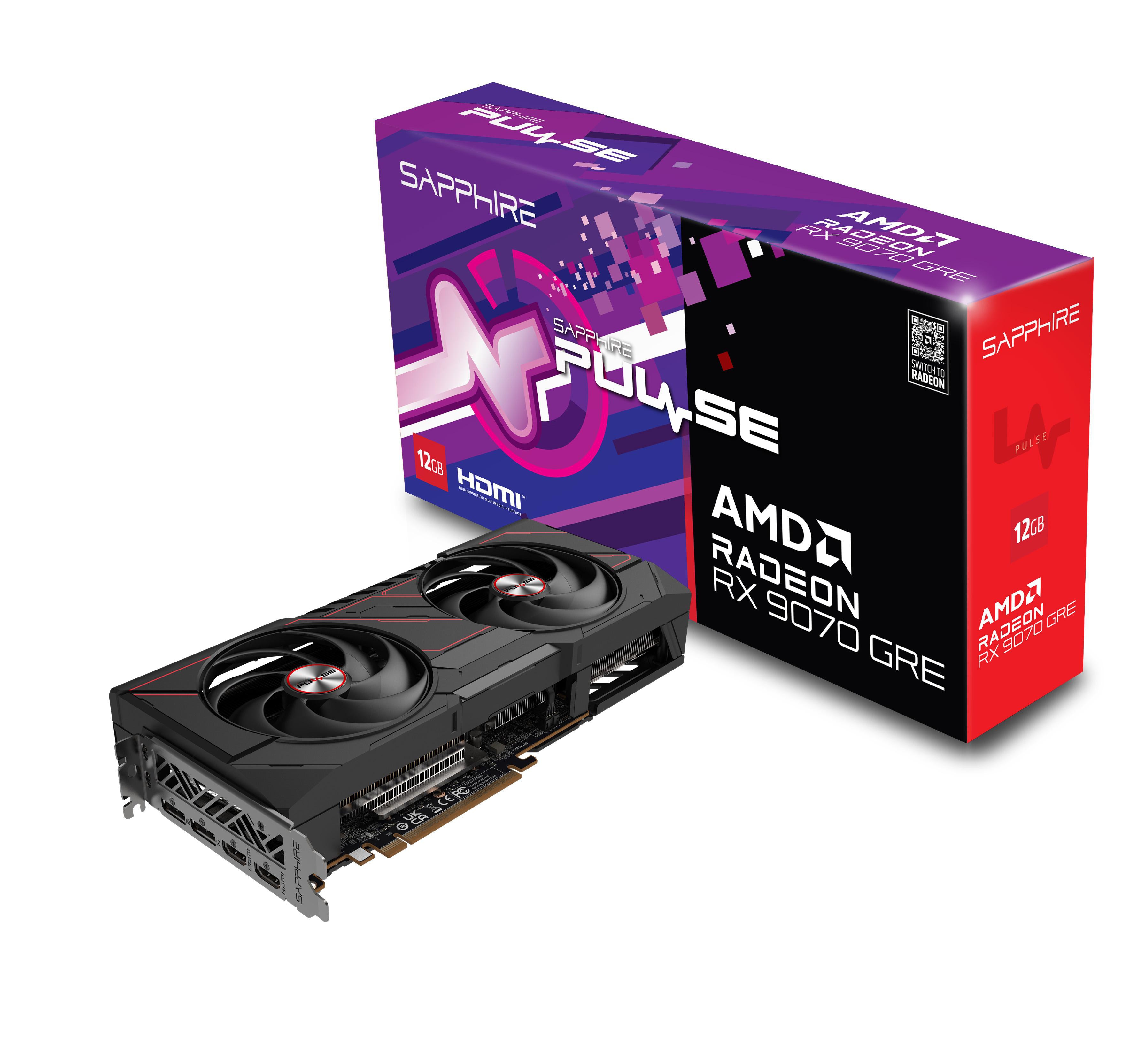 SAPPHIRE PULSE AMD Radeon™ RX 9070 GRE GAMING OC Grafikkarte 12GB GDDR6, DP, HDMI