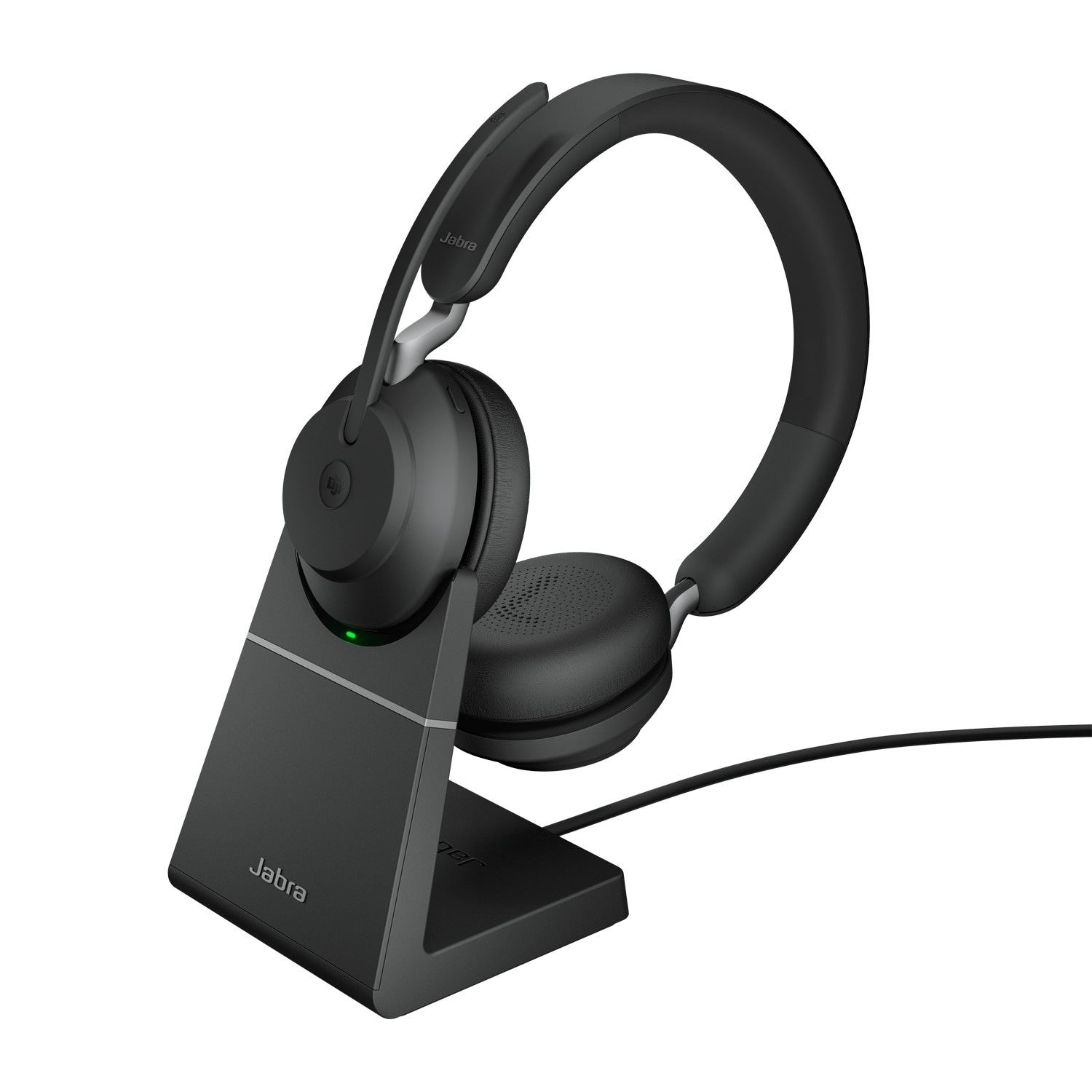 Jabra Evolve2 65 MS Stereo-Headset Schwarz, kabellos, Bluetooth, Link 390a Adapter, inkl. Ladestation, Microsoft Teams zertifiziert