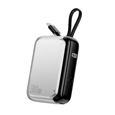 4smarts Powerbank Pocket mit USB-C Kabel 10000mAh - silber