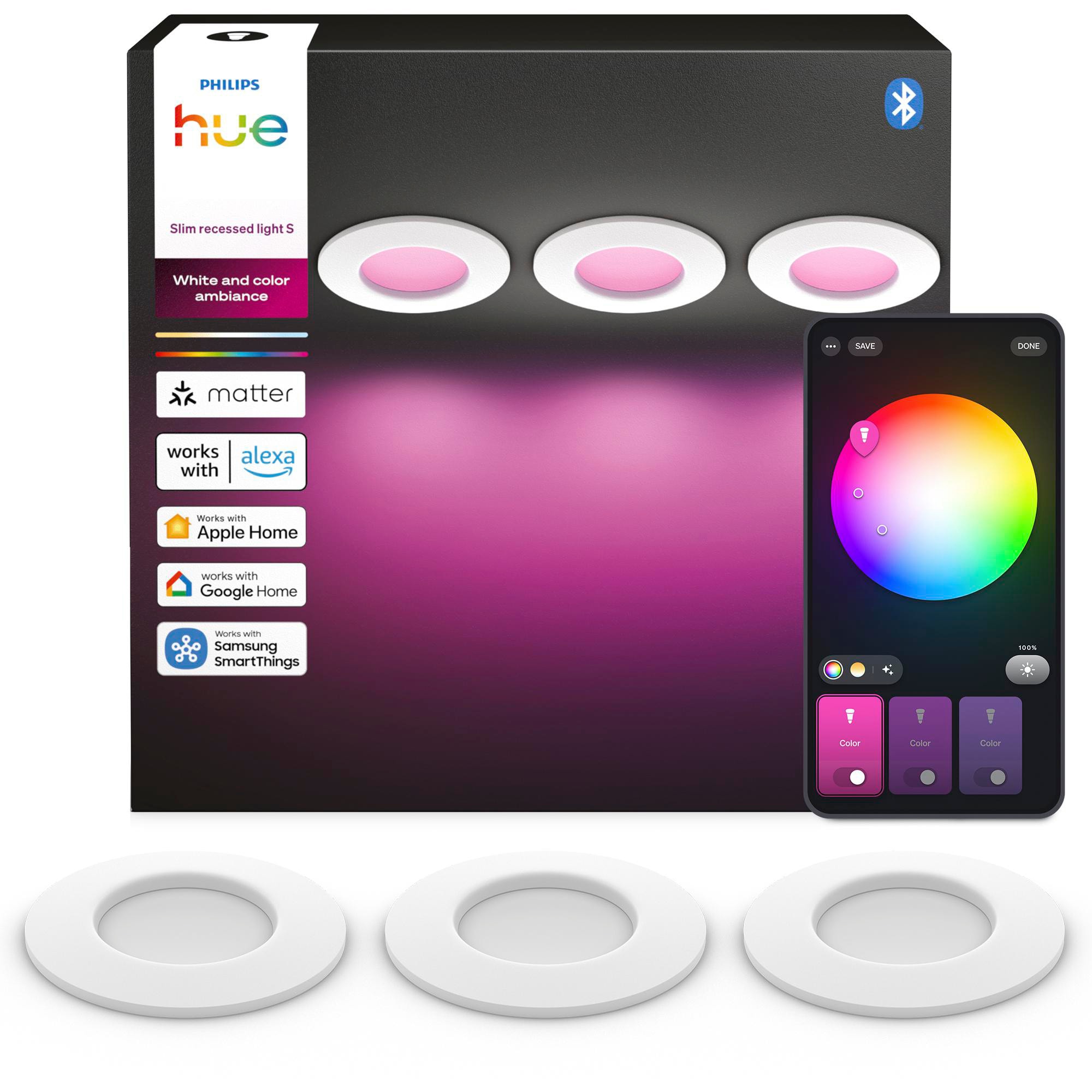 Philips Hue Slim recessed spotlight 90 mm White - 3-pack - Bild 5