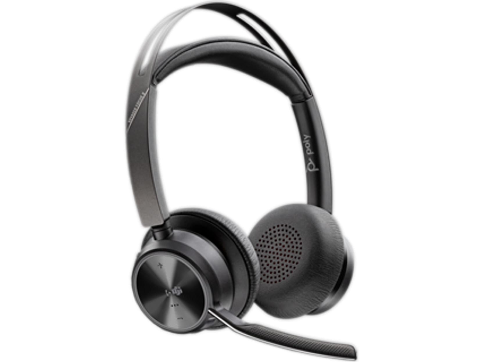 Poly Voyager Focus 2 MS Schwarz Kabelloses Bluetooth-Headset, USB-C/A, BT700 USB-C Dongle, ANC, Microsoft Teams zertifiziert