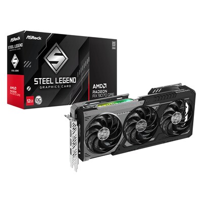 ASROCK AMD Radeon RX 9070 GRE Steel Legend Grafikkarte 12GB GDDR6, DP, HDMI