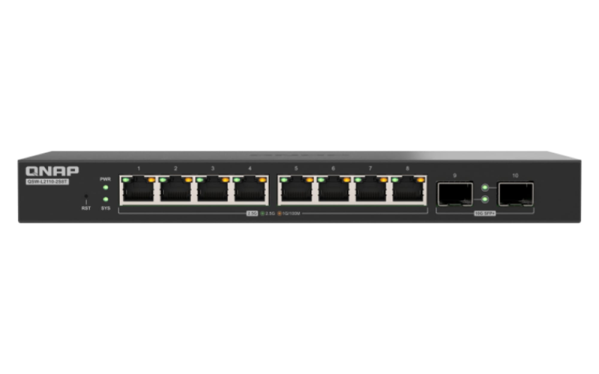 QNAP QSW-L2110-2S8T 8 ports 2,5GbE RJ45, 2 ports 10G SFP+/ NBASE-T Combo Switch