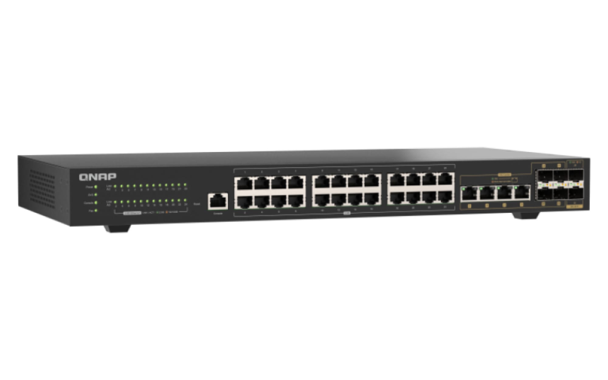QNAP QSW-M2130-4C2S24T Layer-2 Switch – 24x 2,5GbE, 6x 10GbE Uplinks und VLAN-Management
