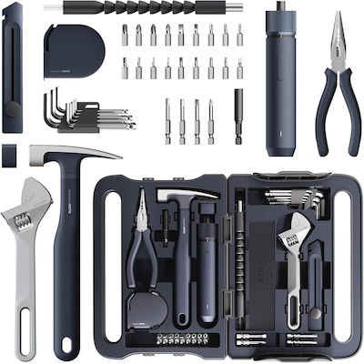 HOTO QWGJB003 Household Tool Set – 40-teiliges Werkzeugset mit 3,6V Akku-Schrauber, Handwerkzeugen & Design-Werkzeugkoffer