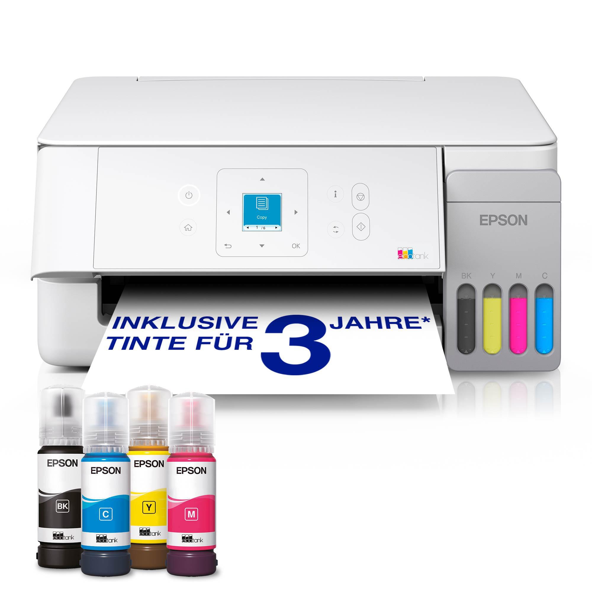 EPSON EcoTank ET-2926 Multifunktionsdrucker Scanner Kopierer WLAN weiß 20€ Cashback