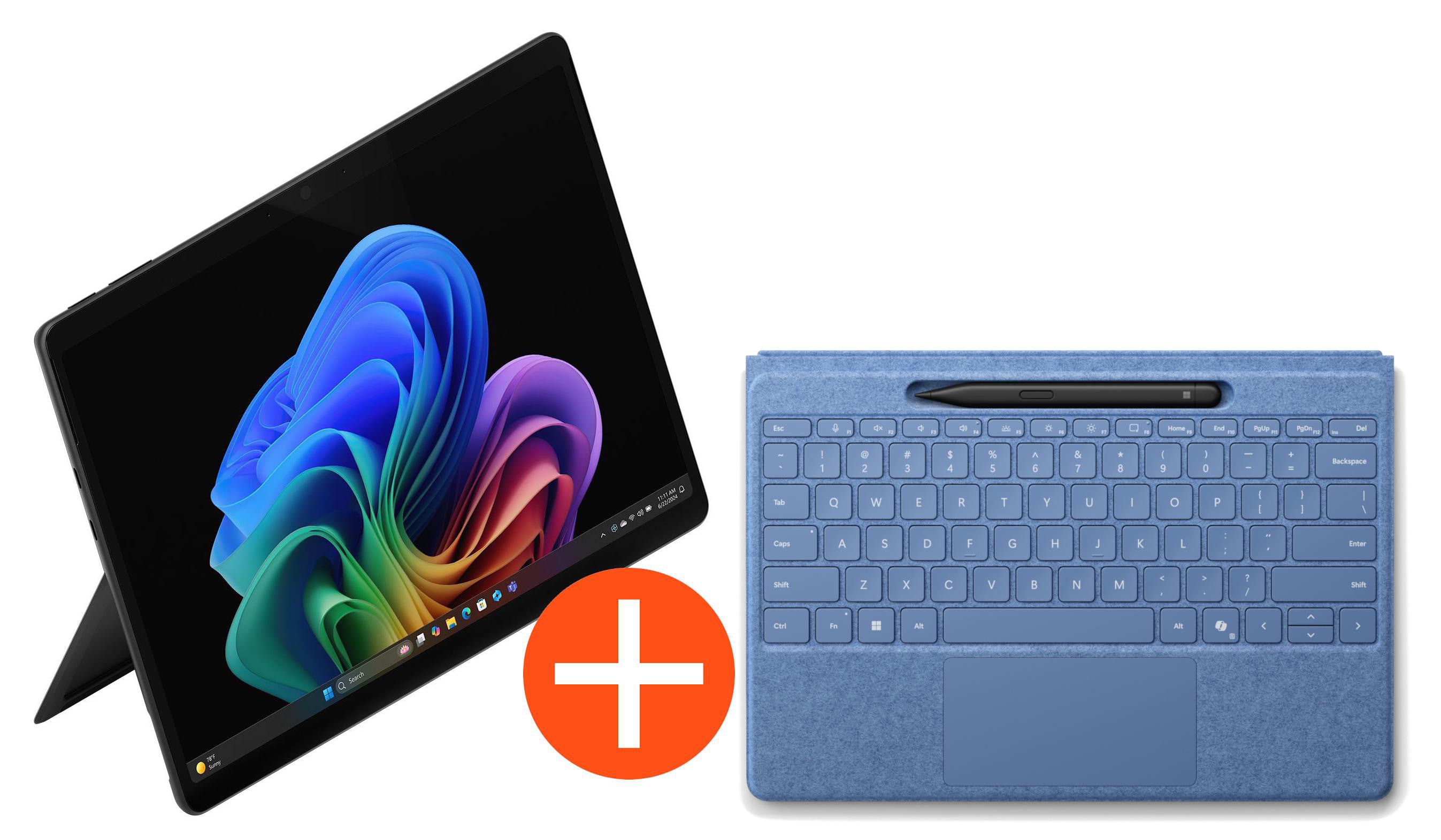Microsoft Surface Pro 13" (12. Edition) Touch Black Snapdragon X2 Plus 24GB/512GB SSD Win11 EP2-73346 inkl. MS Pro Flex Keyboard +Slim Pen saphir